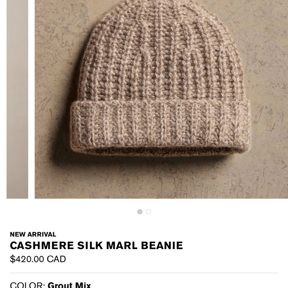 James Perse ( nwt ) Cashmere Silk Beanie - Grout Mix